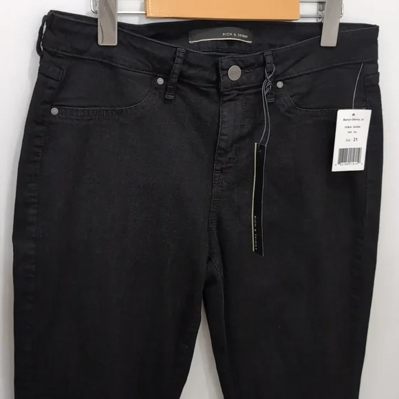 RICH & SKINNY | Women's Black Tar Marilyn Skinny Mid-Rise Stretchy Jeans - Picture 2 of 7